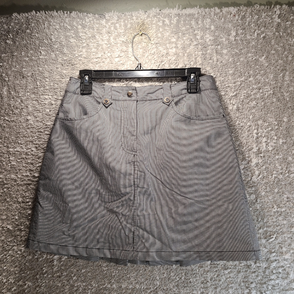 Ibkul Gingham Check Print Skort Size 2 Pleated Skirt Black‎ White Pockets Golf